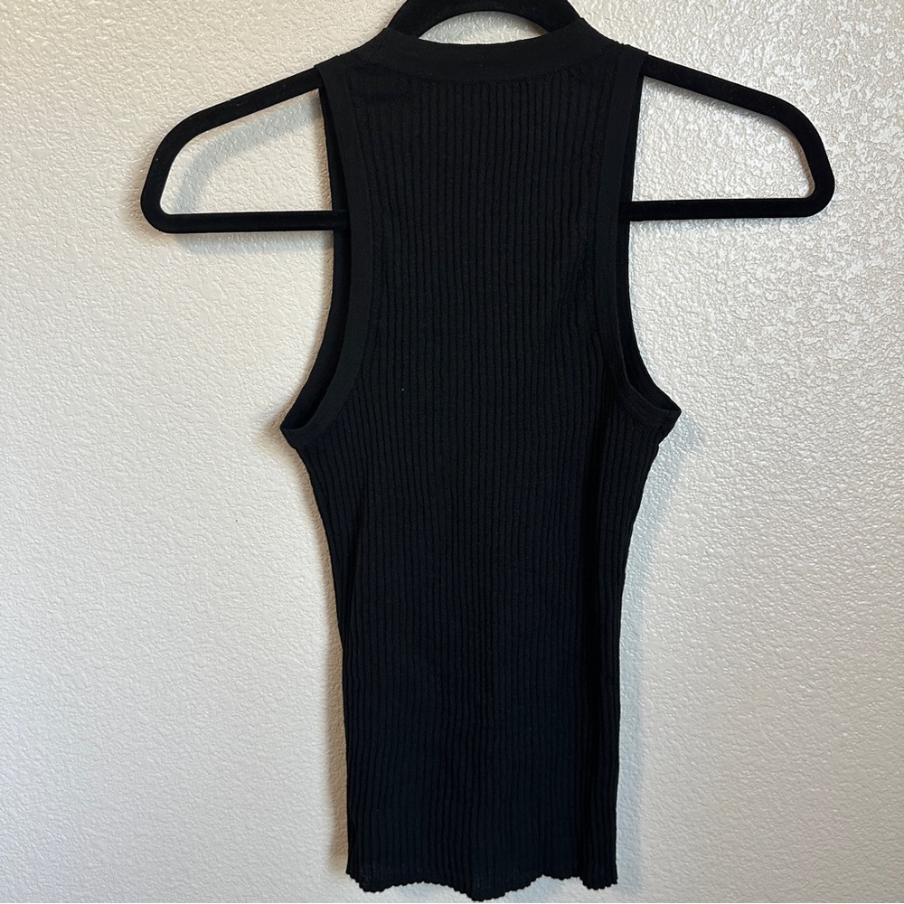 James Perse Ribbed Linen Blend Vest Sz 0 Black - Picture 6 of 8